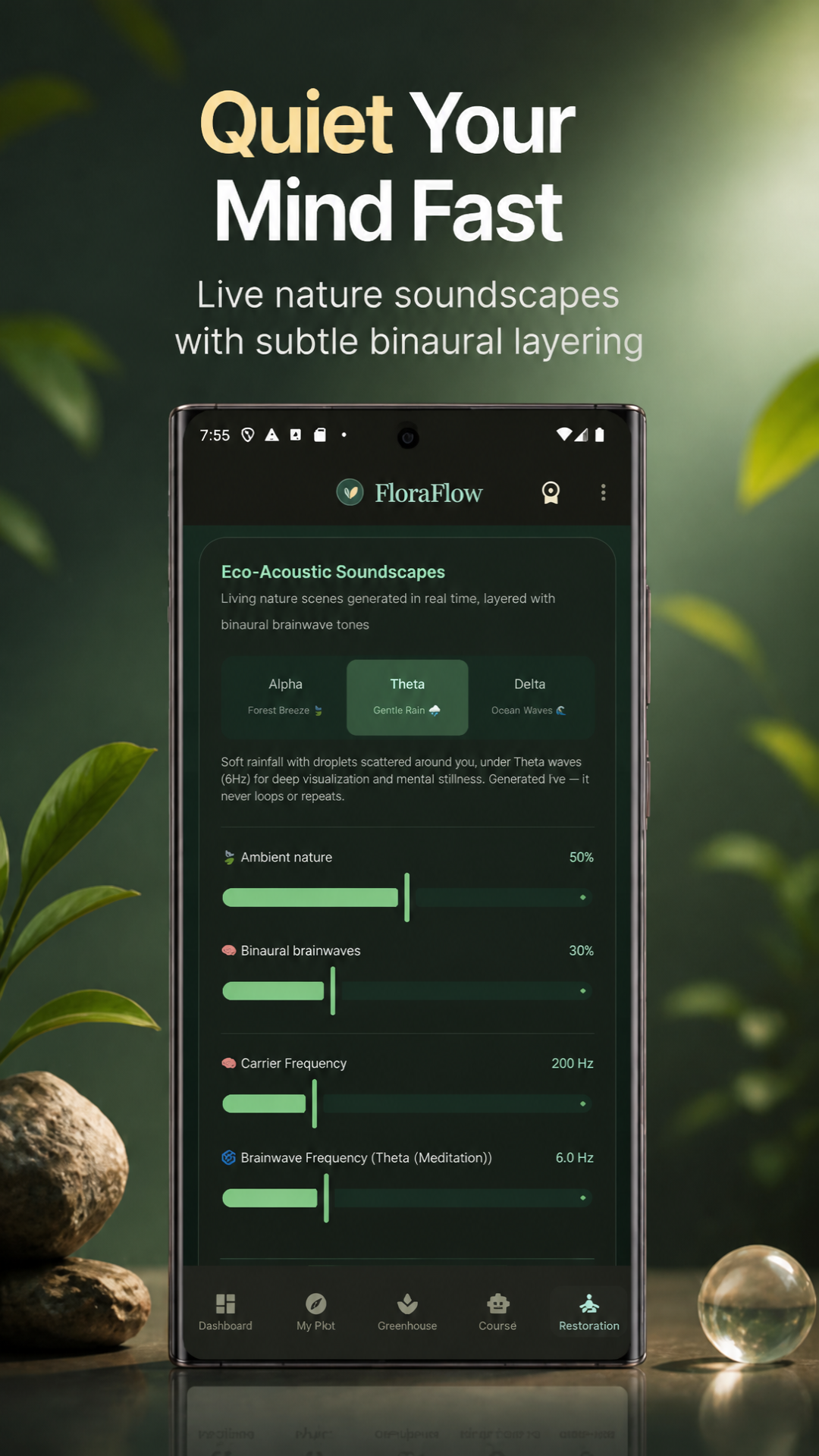 FloraFlow eco-acoustic soundscape controls